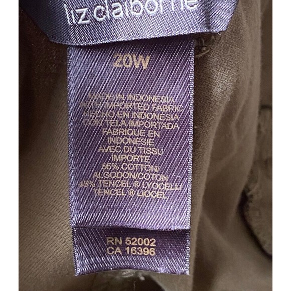 Liz Claiborne Capris 20W Olive Green Sloane Cargo Drawstring Waist Legs Lyocell - Picture 7 of 13